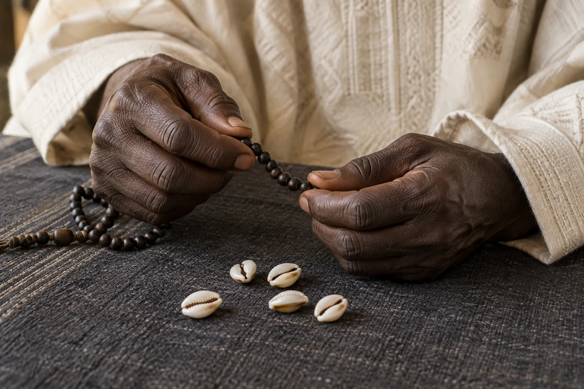 Mains, cauris et chapelet — illustration de la protection traditionnelle